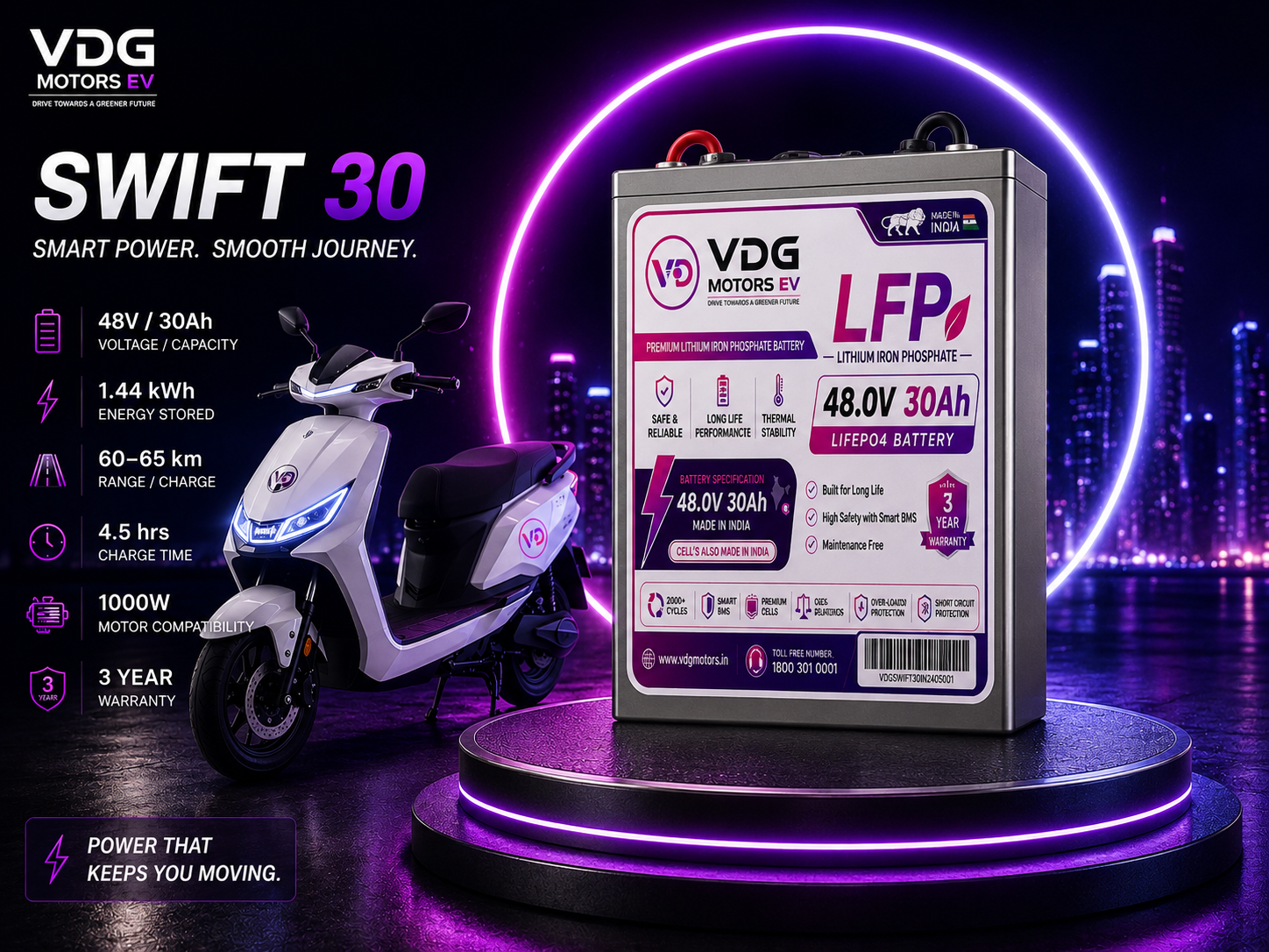 VDG SWIFT 30 battery specifications
