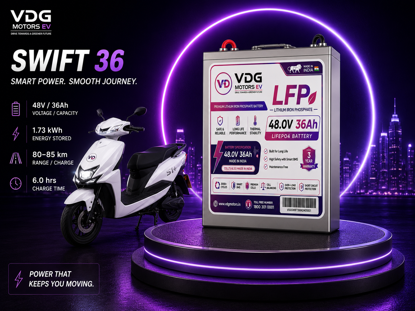 VDG SWIFT 36 battery specifications