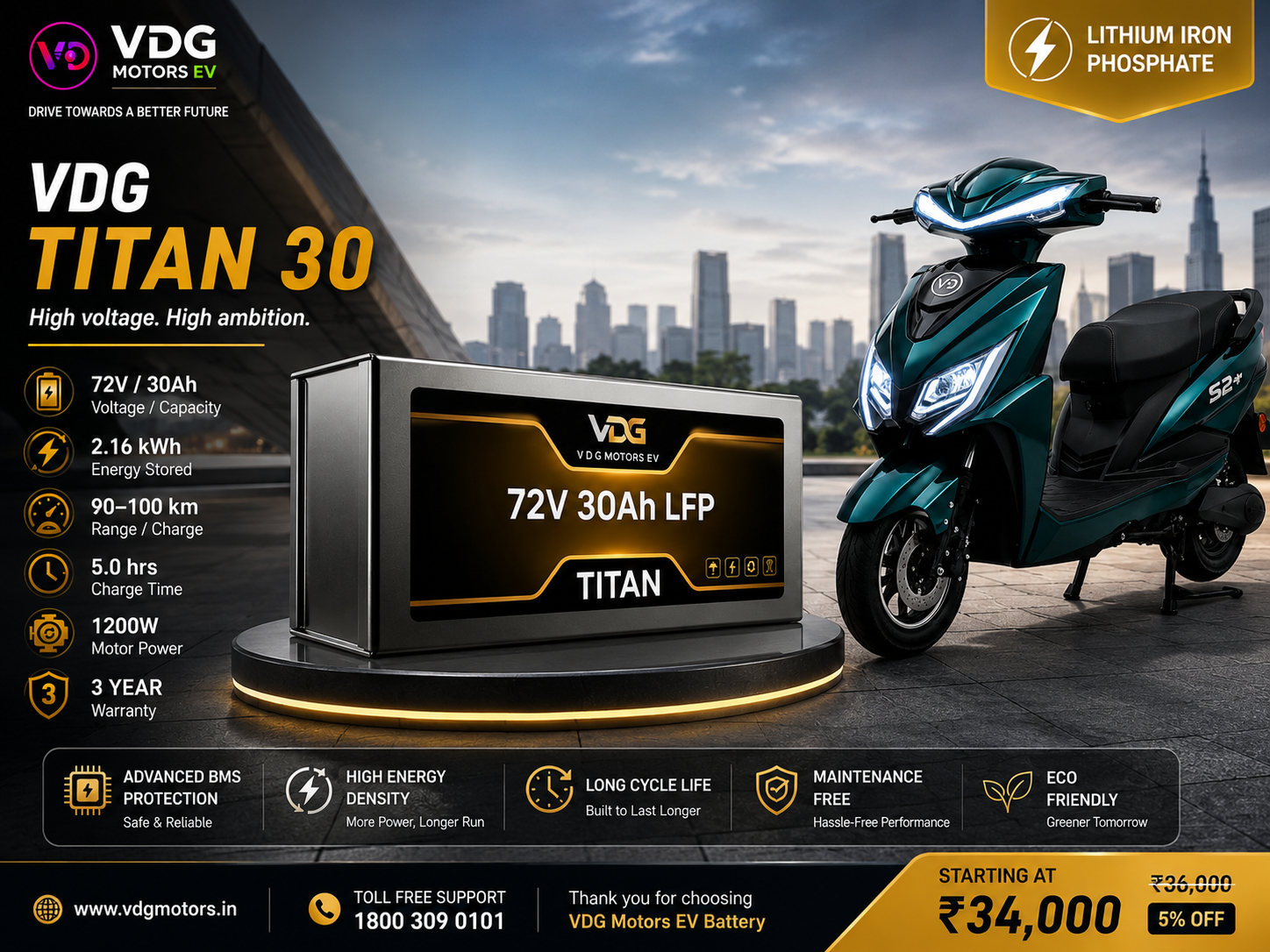 VDG TITAN 30 battery specifications