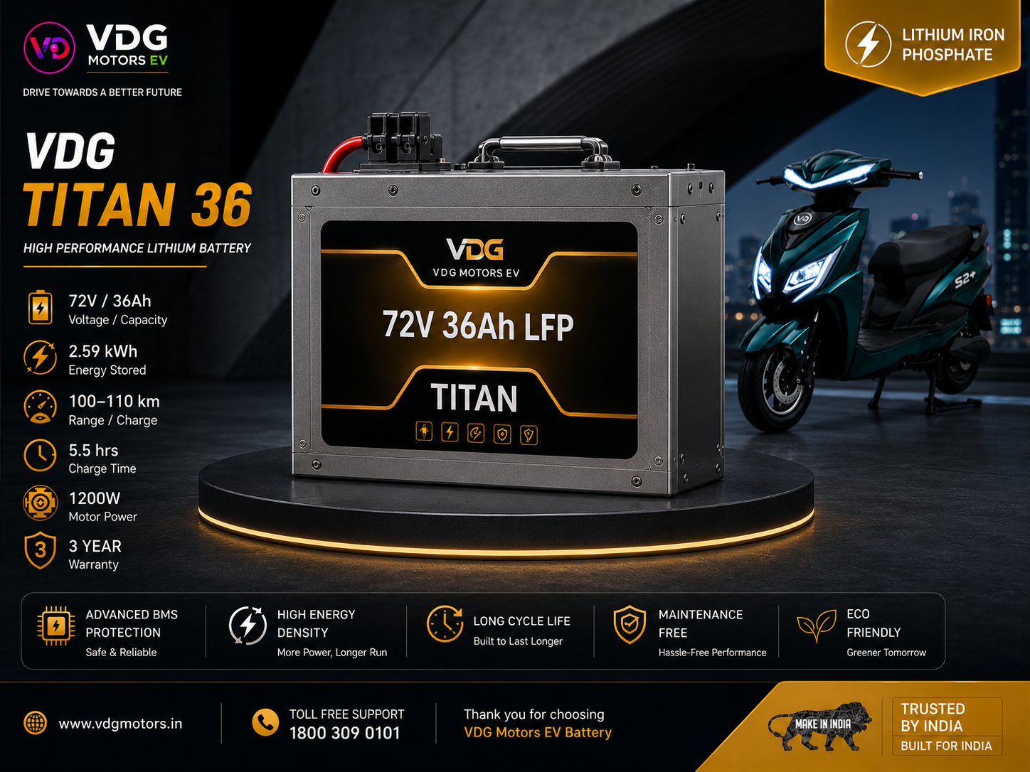 VDG TITAN 36 battery specifications